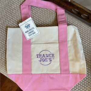 Pink and Cream Canvas Tote Bag